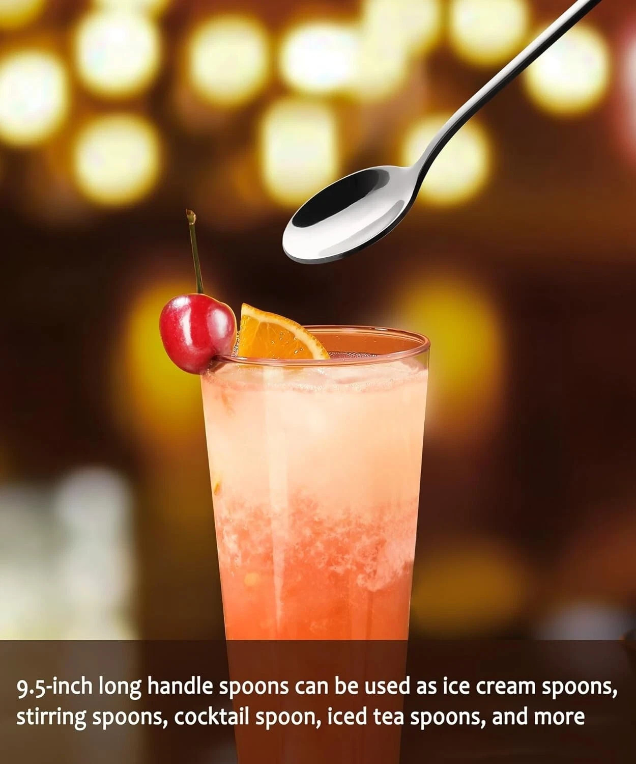 9.5-Inch Long Handle Spoon, Ice Tea Spoons, Ice Cream Spoon, Long Coffee Spoons,