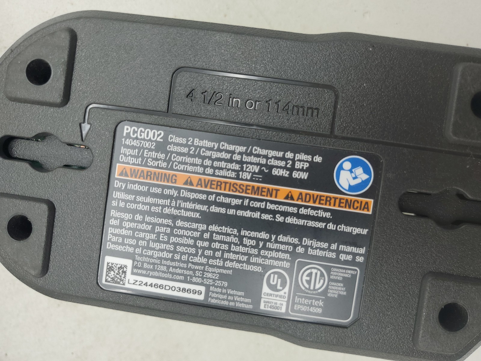 Ryobi 18V Power Tool Battery Charger PCG002-14