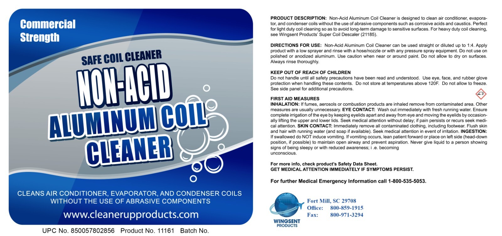Safe Coil Cleaner, Non-Acid Aluminum Coil Cleaner 1 Gallon Free Shipping USA