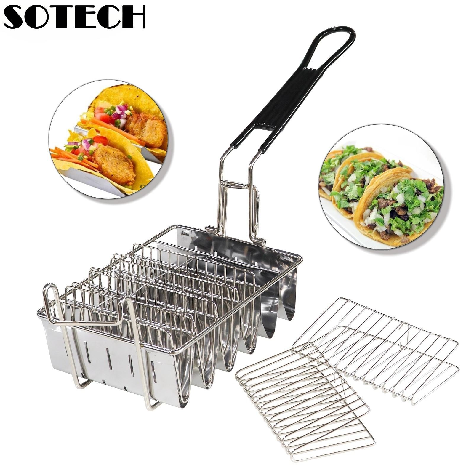 SOTECH 6-compartment removable handle Tuck fry basket Dishwasher Safe