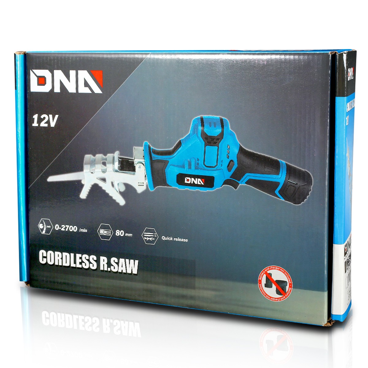 DNA Motoring 12V Cordless Reciprocating Saw w/Blade and Holding Bracket Kit Blue