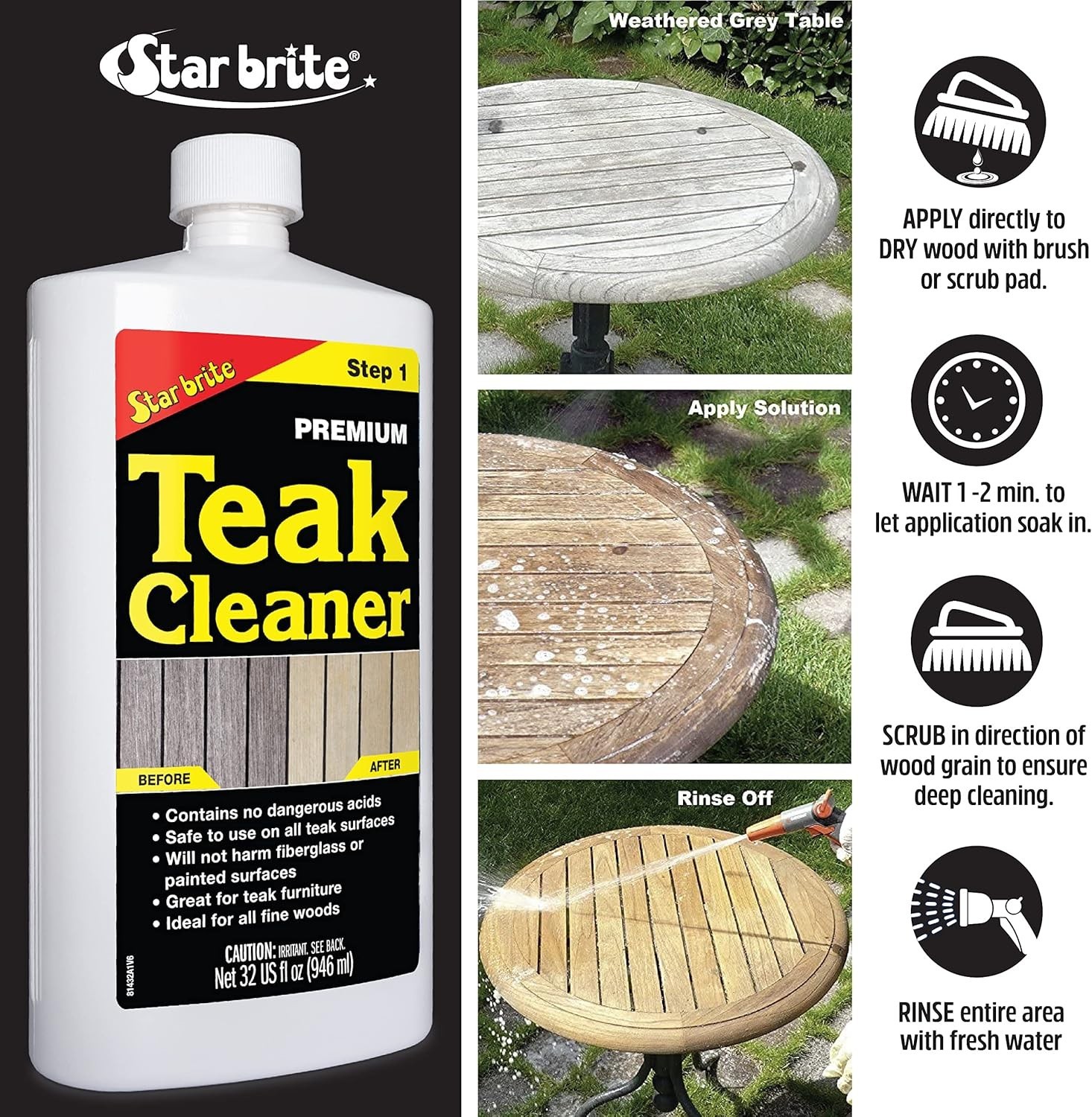 Teak Cleaner – Restore, Renew & Refresh Old Weathered Gray Teak Furniture & O…