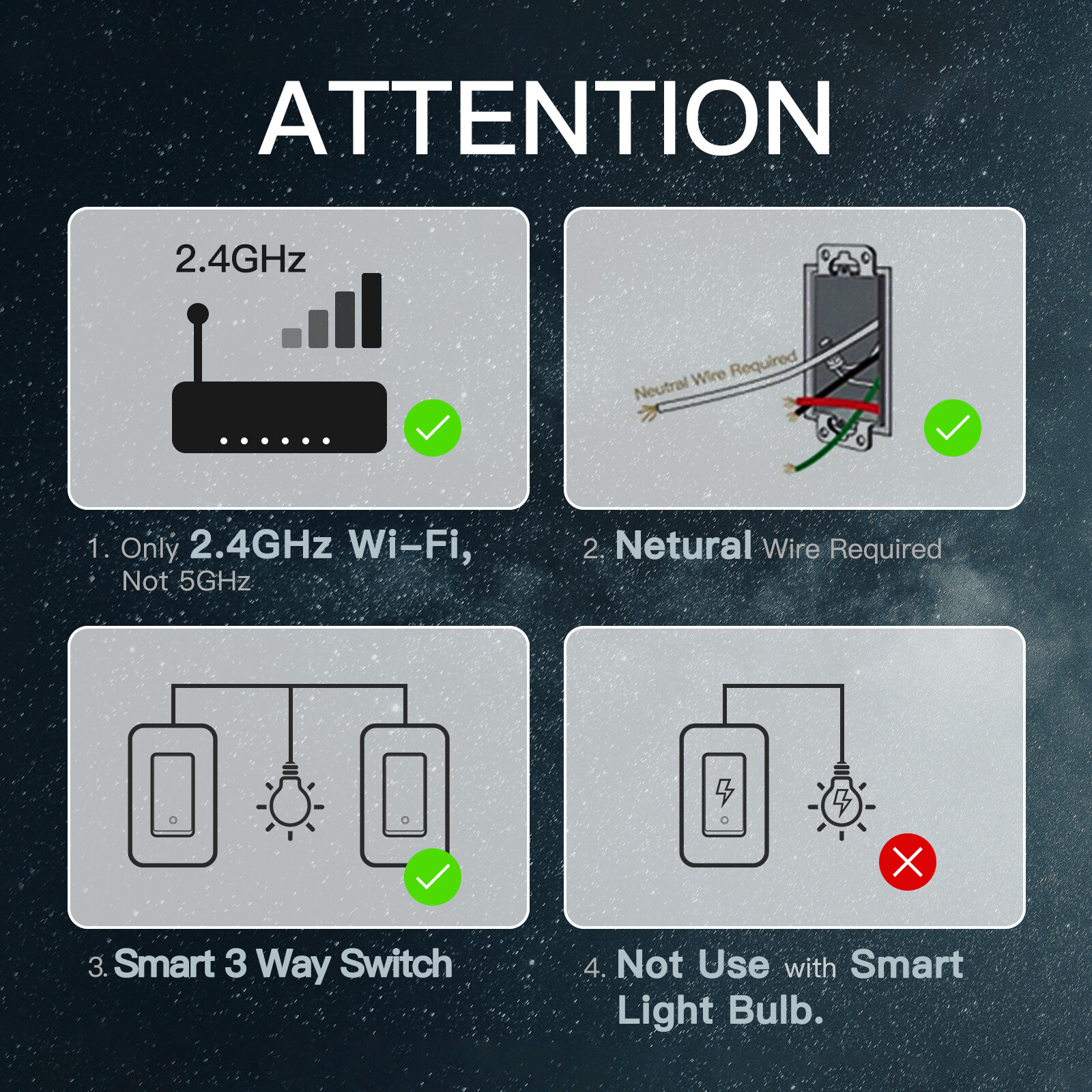 MOES 1/2/3/4Gang WiFi Smart Wall Light Switch 3 Way with Alexa Google APP Remote