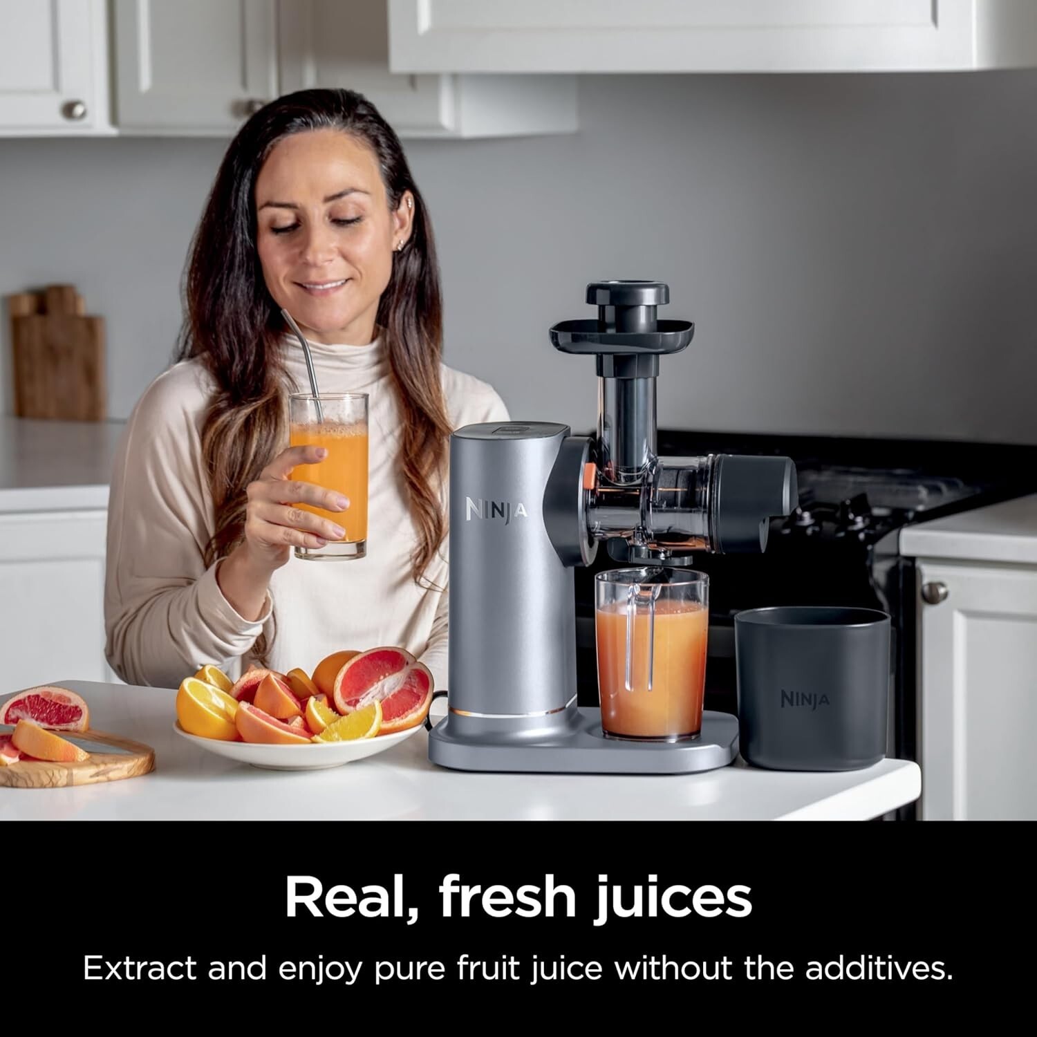 Ninja JC101 Cold Press Pro Compact Powerful Slow Juicer with Total Pulp Control