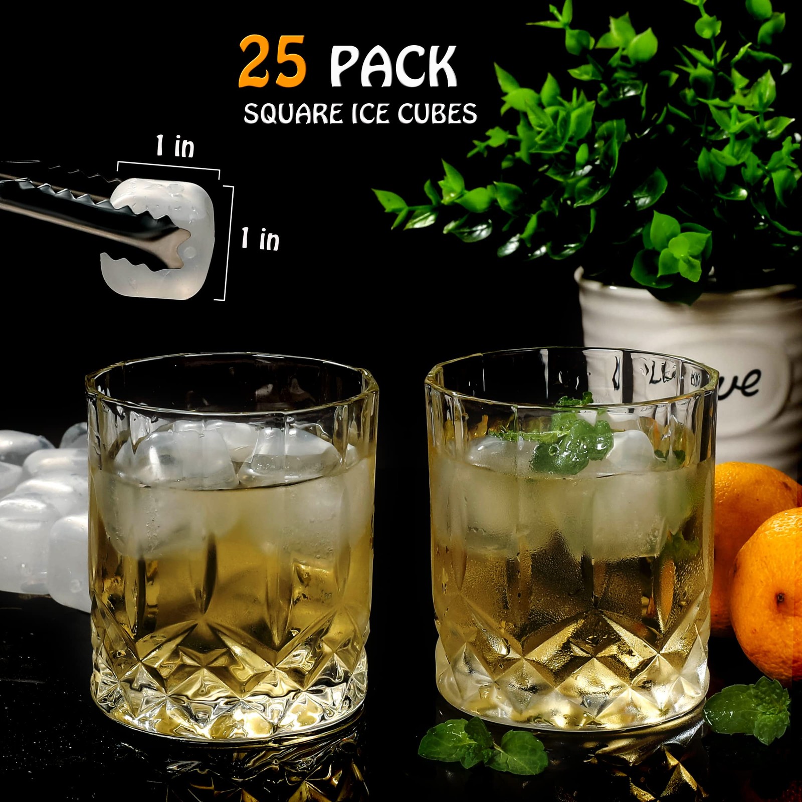 Reusable Ice Cube Plastic Cubes 25 Pack White 1 inch, – 25