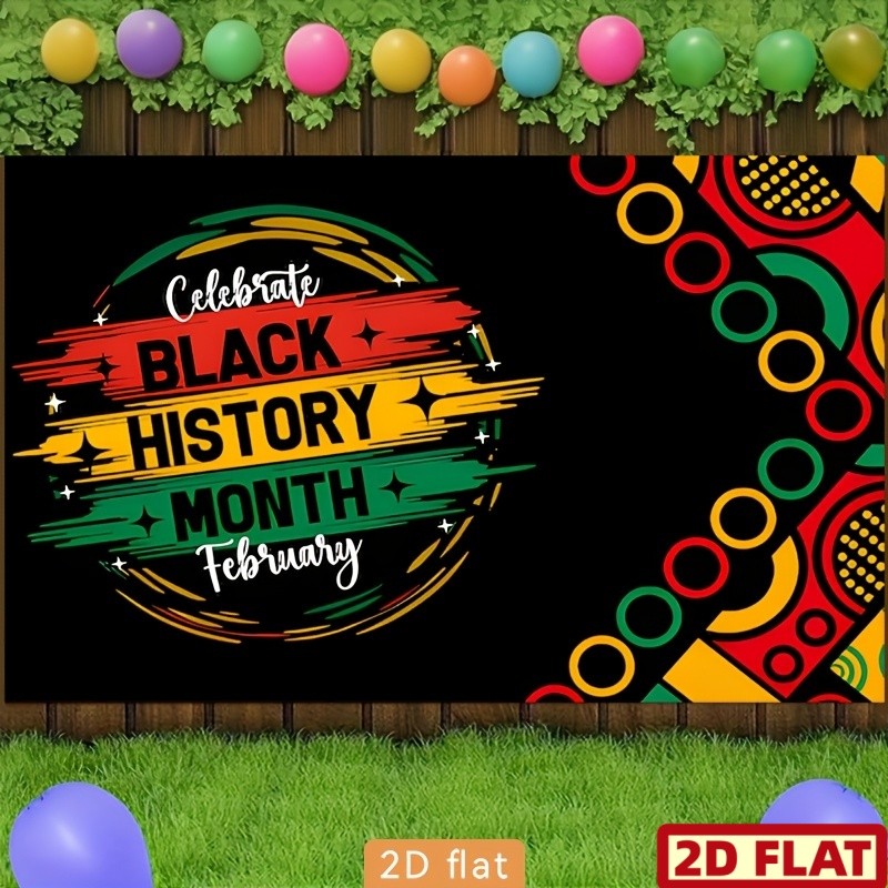 2D Flat, 2D Flat Banner, 1pc Black History Month Banner | Backdrop for Party D