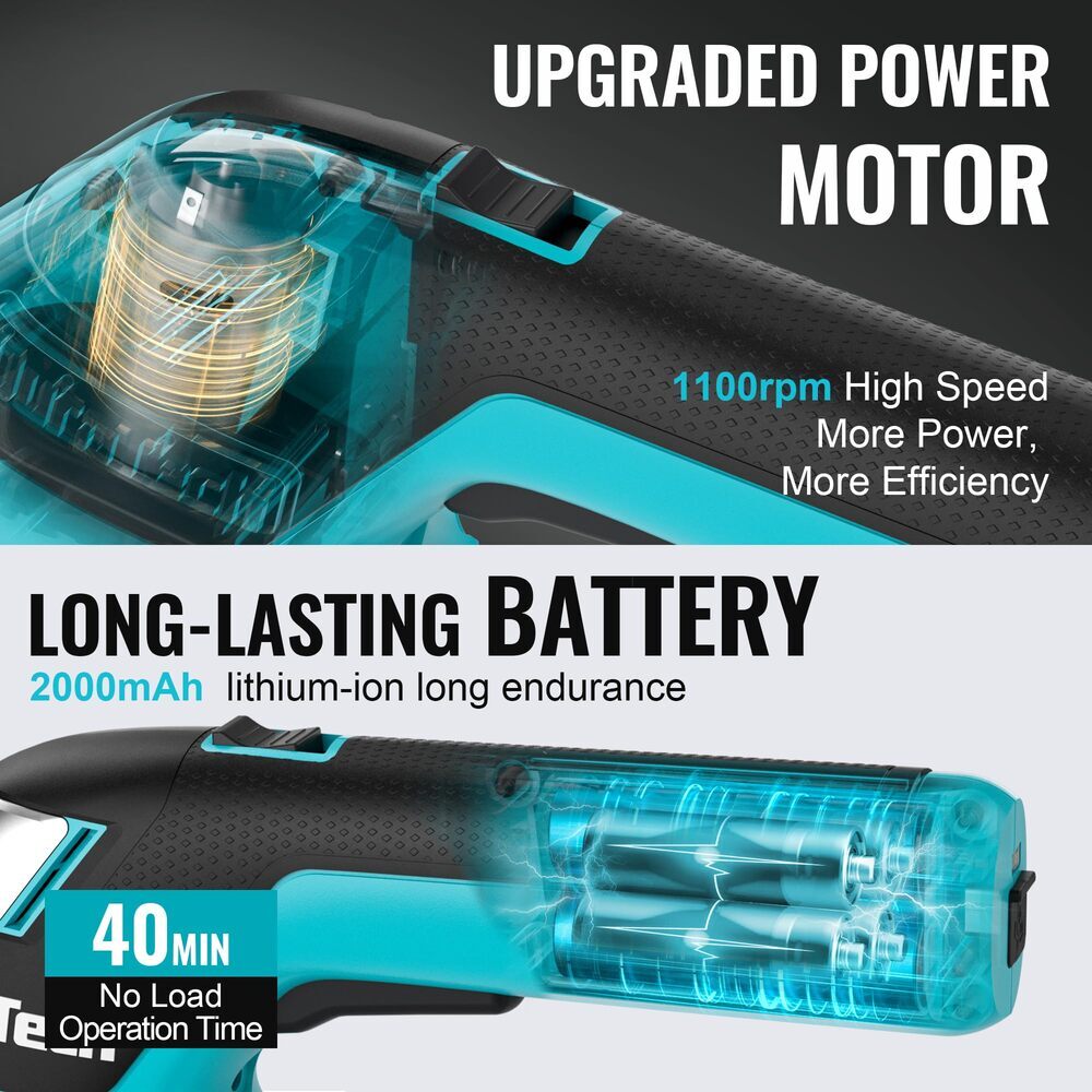 DURATECH 7.2V Cordless 3-in-1 Grass Trimmer & Hedge Shears w/50″ Pole USB Type-C