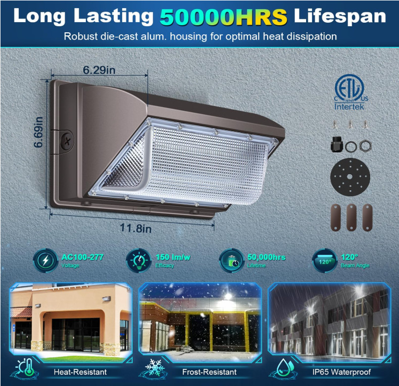 120W LED Wall Pack Light,15840LM Daylight Outdoor Security Lighting,Commercial a