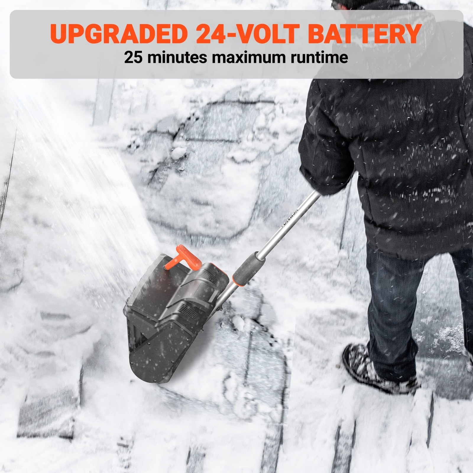 VOLTASK Cordless Snow Shovel, 24V 550W Motor, 13-Inch Clearing Width, Adjustable