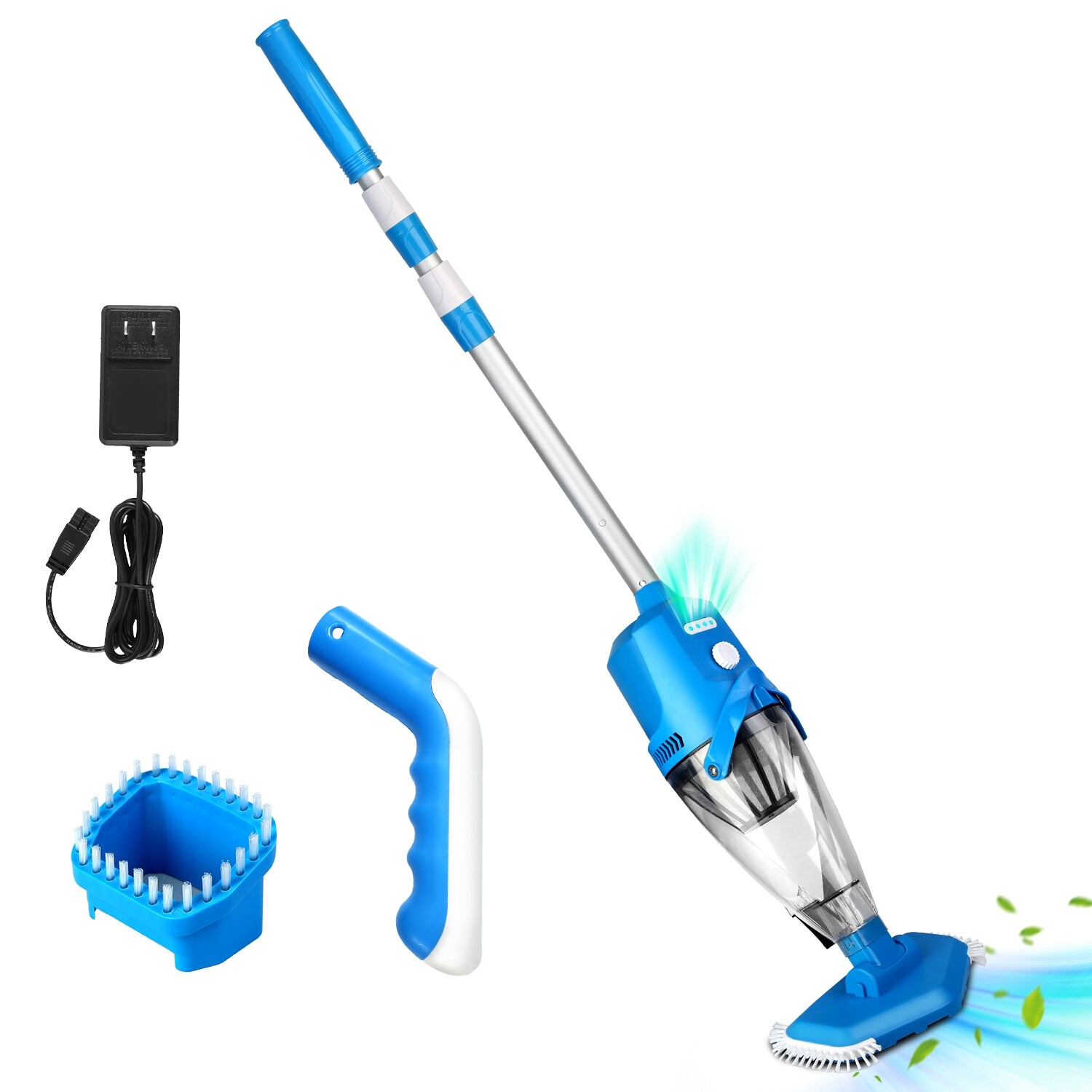 Cordless Pool Vacuum with Telescopic Pole Powerful Suction IPX8 Waterproof