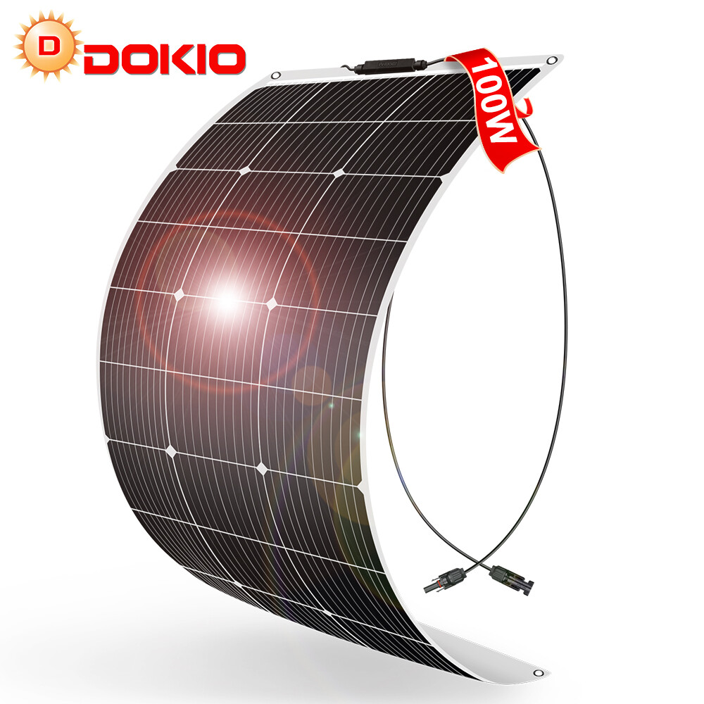 Dokio 100W Flexible Solar Panel Mono,Waterproof,for Camping,Off-Grid,Tiny House