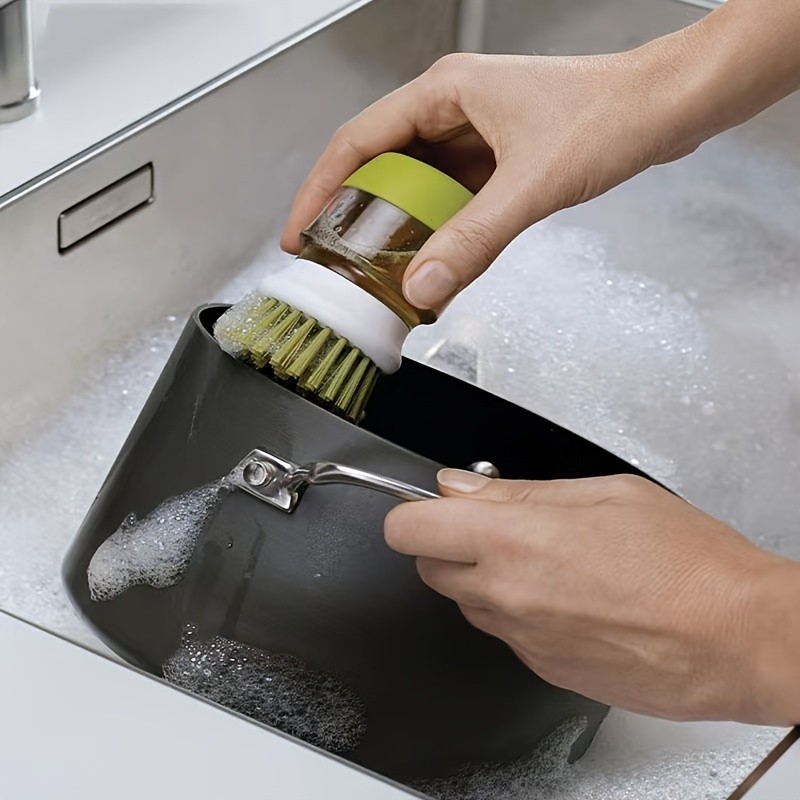 Soap Dispenser with Dish Brush & Storage Bracket, Easy to Clean Kitchen Utensils