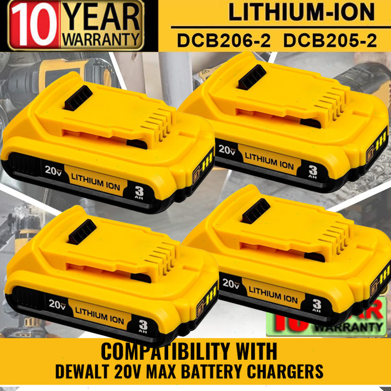 4PACK replacement Dewalt DCB203 20V Max Batteries 2.0Ah Lithium 20 Volt DCB203-2