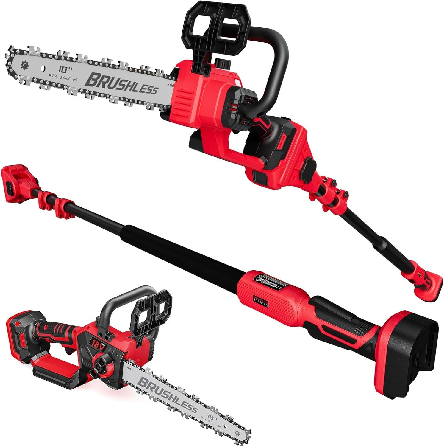2-IN-1 Cordless 10-Inch Pole Saw And Chainsaw Compatible with Milwaukee M18 1…