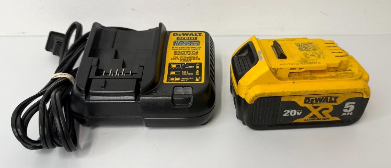 Dewalt DCB205 20V 5AH MAX XR lithium Ion Battery + DCB107 Charger
