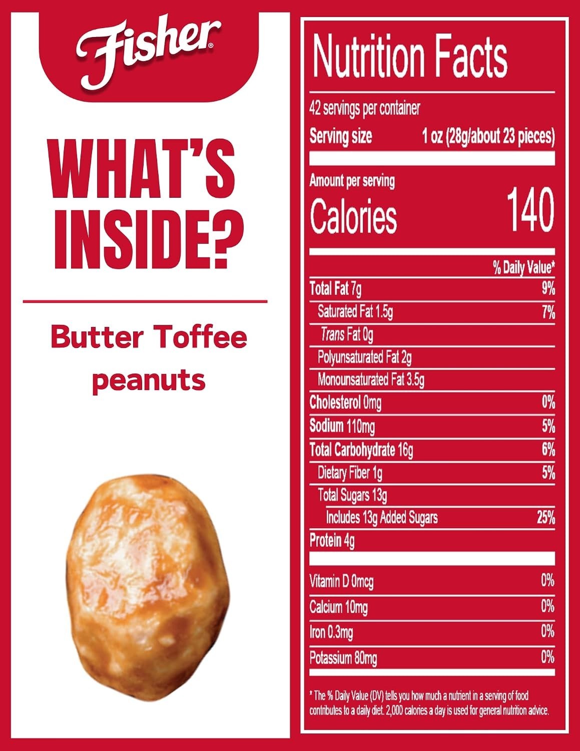 Protein-Packed Butter Toffee Peanuts, 42oz x 6