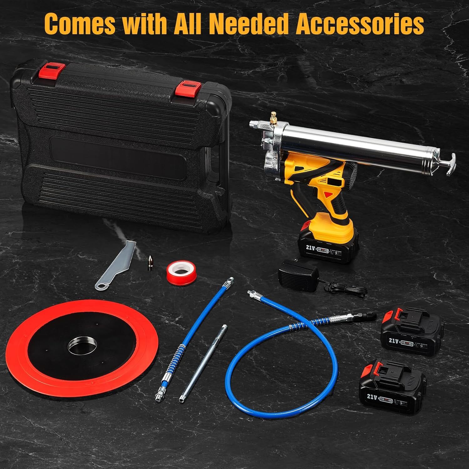 Grease Gun Battery Powered 12000 PSI Cordless Electric Grease Gun 2*4000 Battery