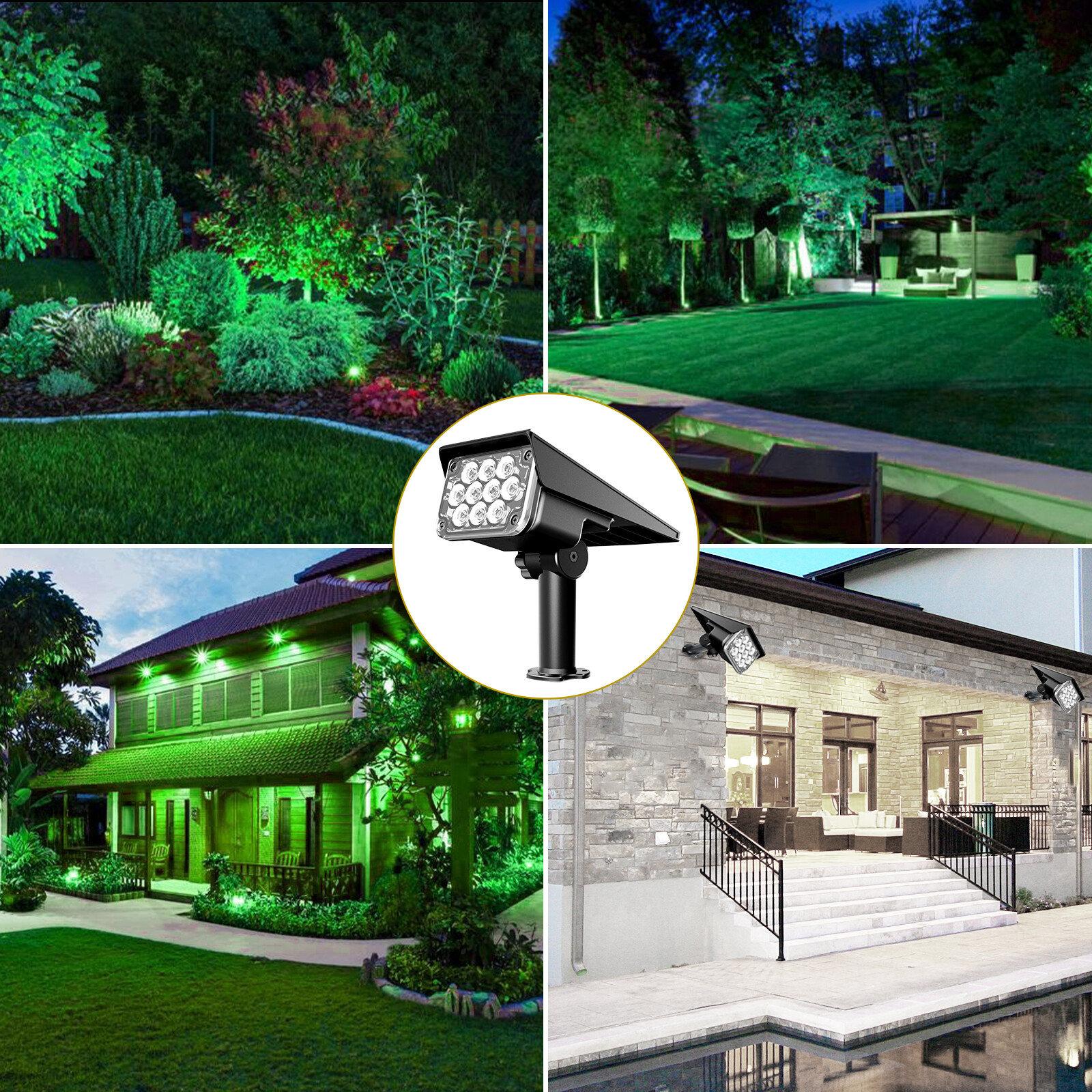 T-SUN 20 LED Solar Spotlights Floodlights Landscape Yard Garden Outdoor Light US