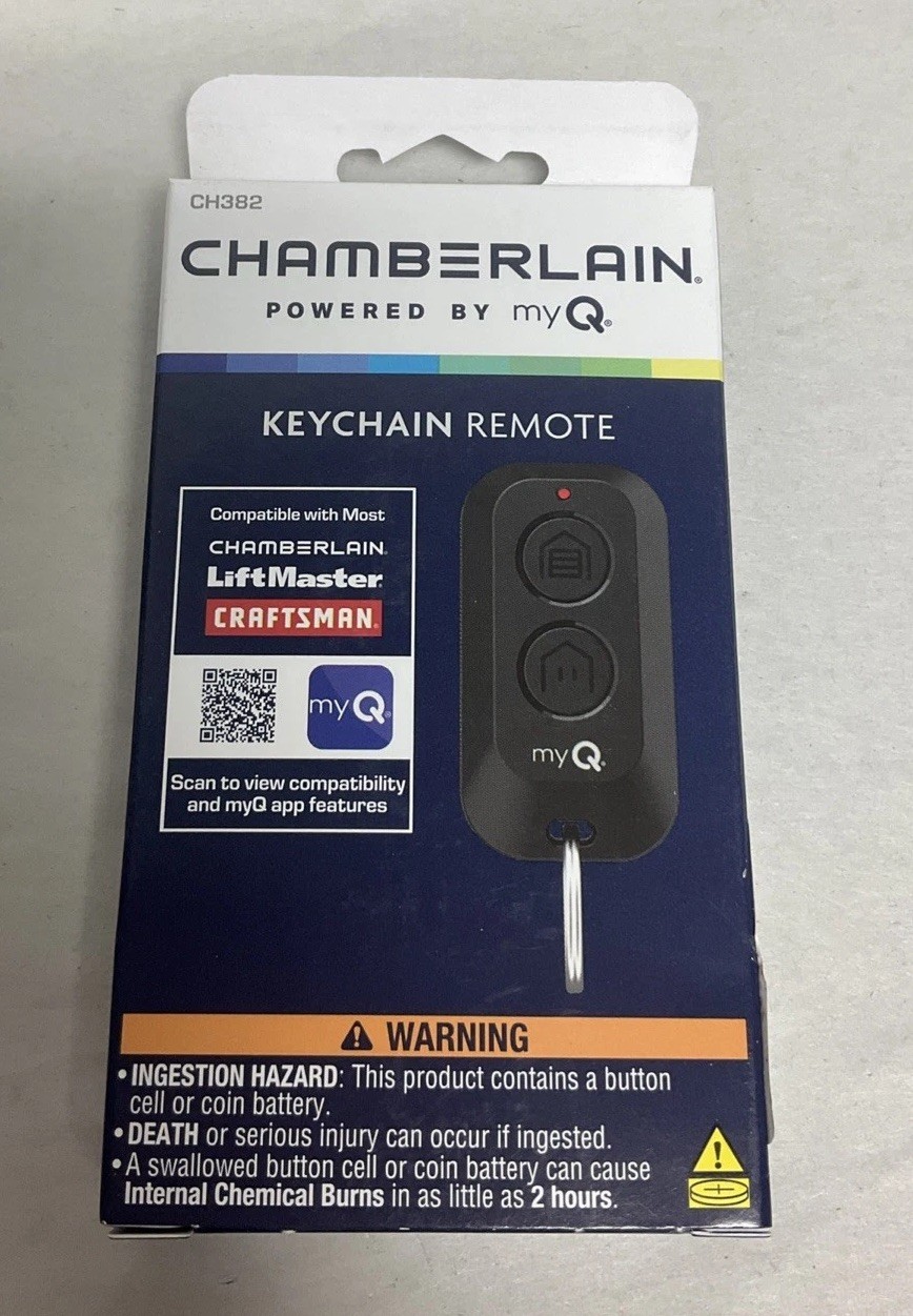 Chamberlain Keychain 2-Button Garage Door Remote Control, CH382- Free S&H