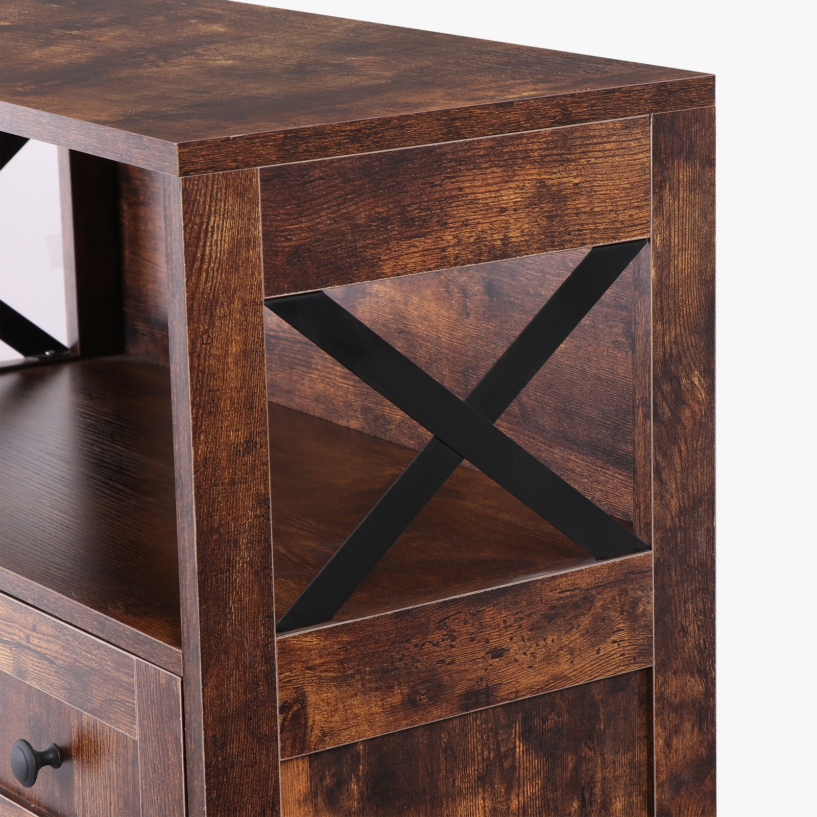 Brown Storage Cabinet with Doors & Drawers Freestanding Kitchen Pantry Cabinet