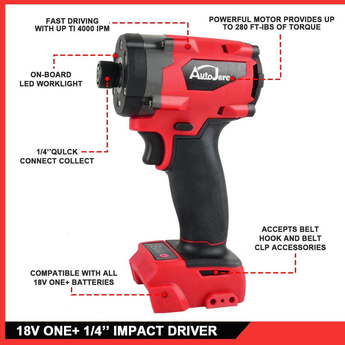 Brushless Cordless Impact Driver,for Milwaukee 18V Battery,1/4″ Compact,4 Speed