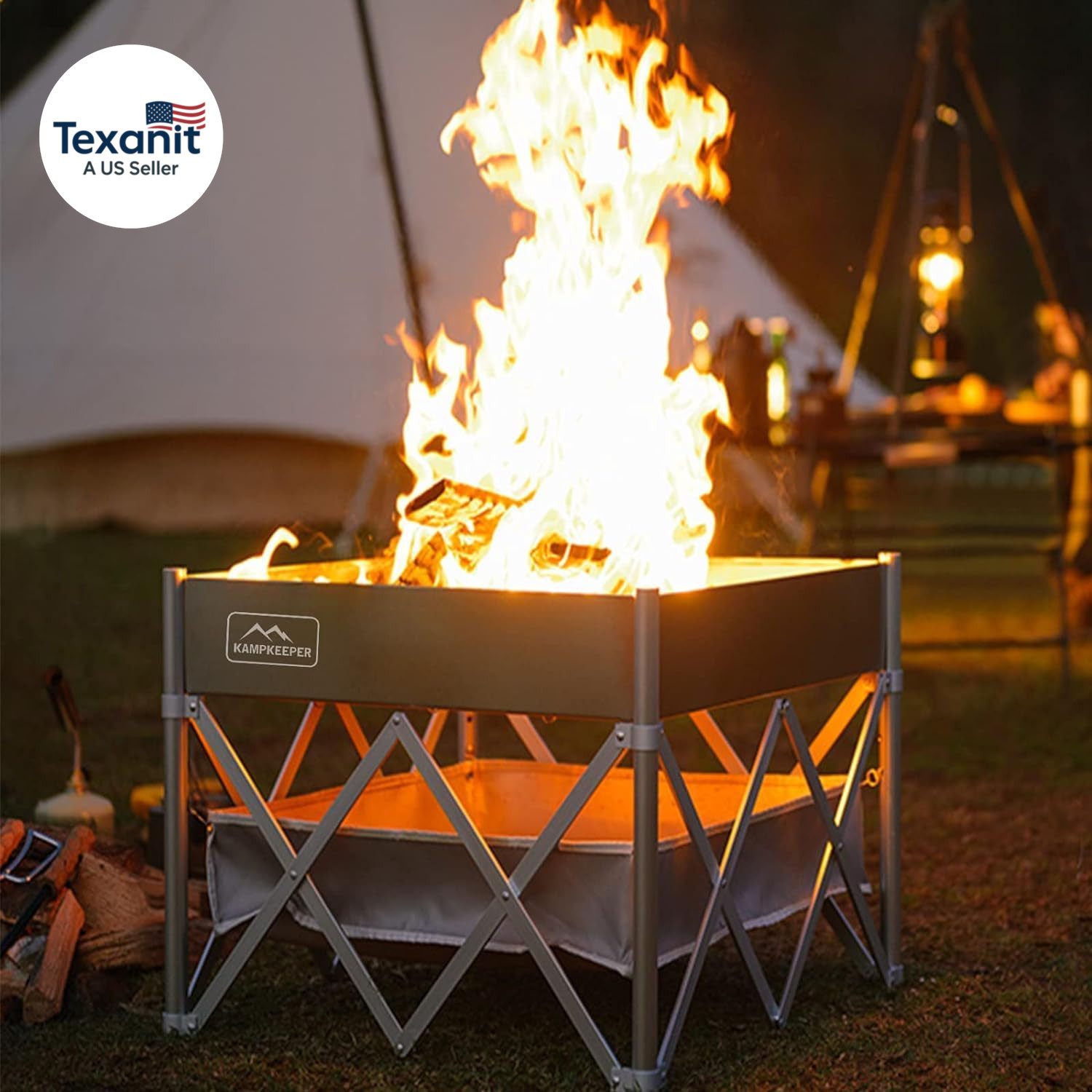Portable Fire Pit, Outdoor Tabletop Firepit 18 Inch, 304 Stainless Steel Wood Bu