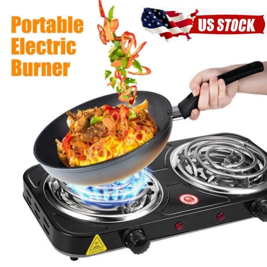 2000W Portable Kitchen Electric Double Burner Hot Plate Cooktop Cooking Stove