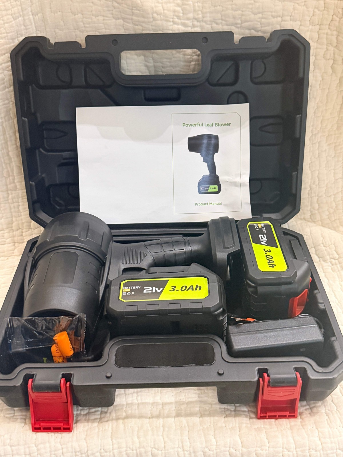 21V Cordless Leaf Blower Kit – 2 Batteries & Case ap
