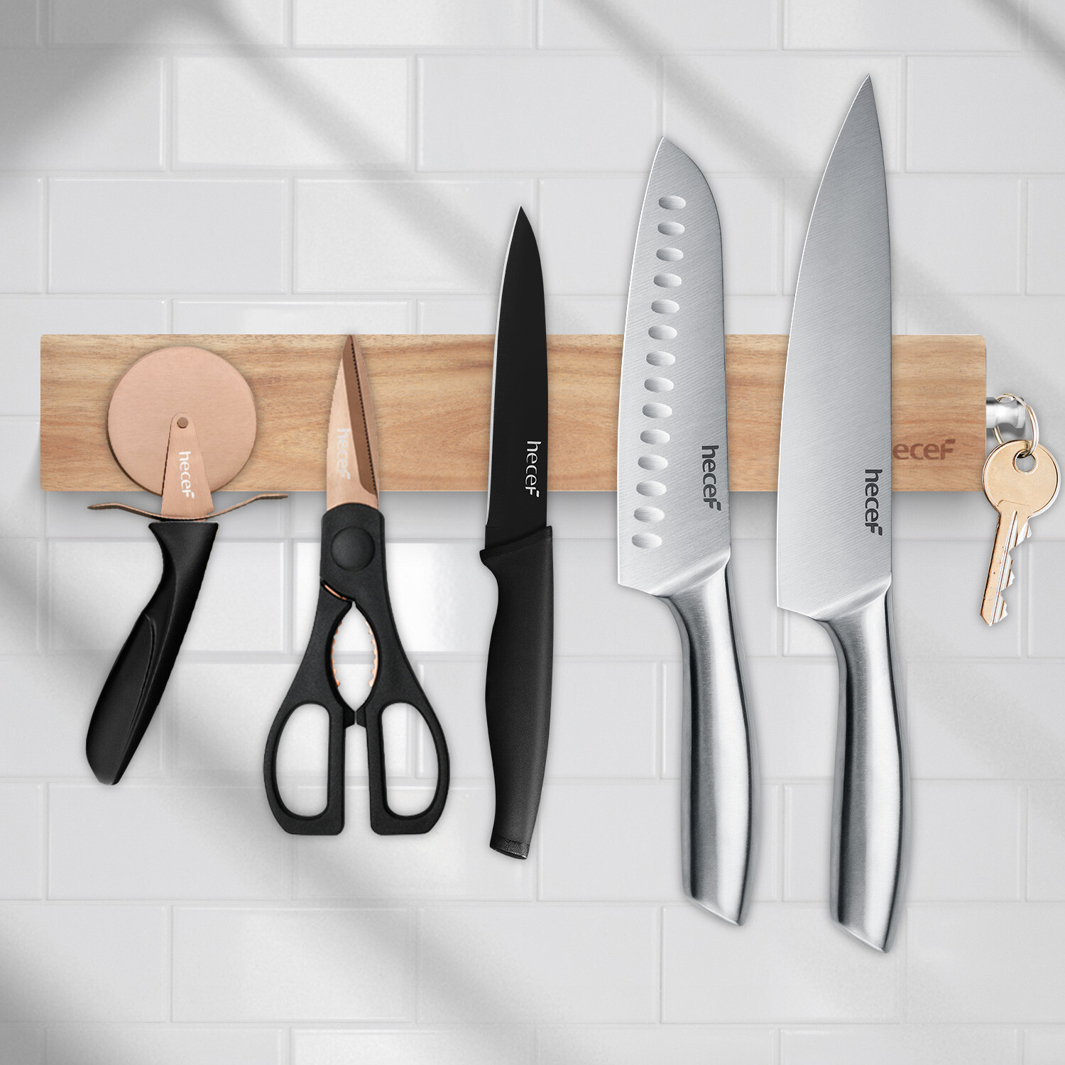 Magnetic Knife Strip for Wall 12in Acacia Wood Powerful Magnetic Knife Holder