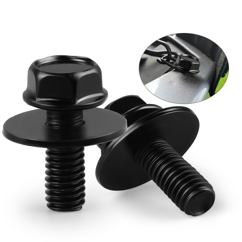 100PCS Body Bolts Screws Fastener Fender M6 1.0x 16mm Long- 10mm Hex 17mm Washer