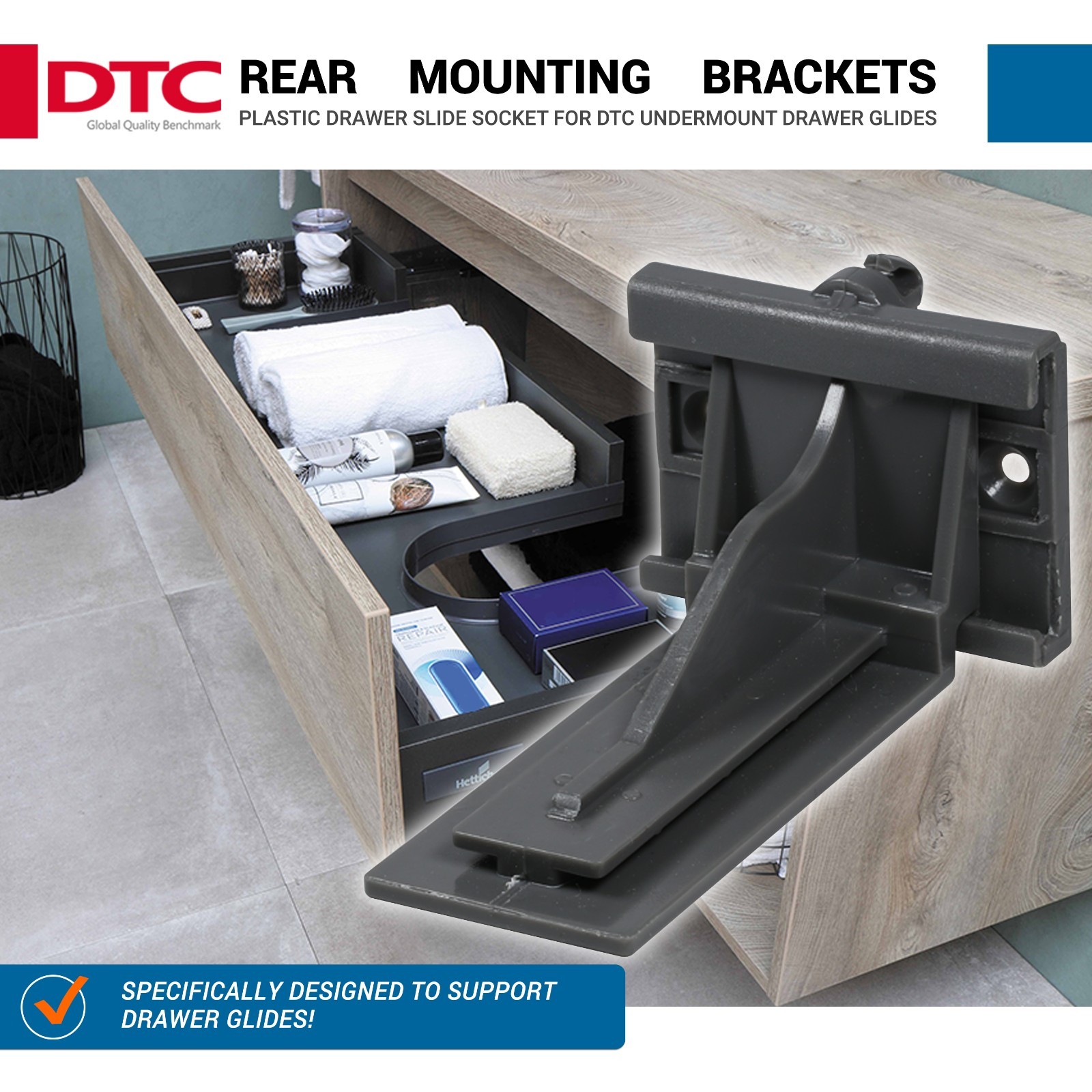 Rear Adjustable Mounting Bracket for DTC Undermount Slides