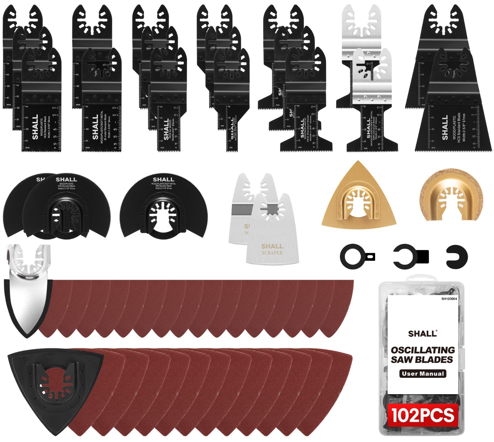 SHALL 102PCS Multitool Blades, Oscillating Multi Tool Accessories kits US