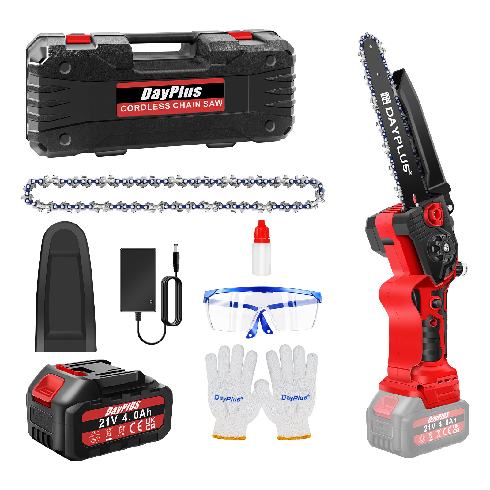 8 inch 21V Mini Chainsaw/Cordless Lightweight One-hand Electric 2x Saw Battery