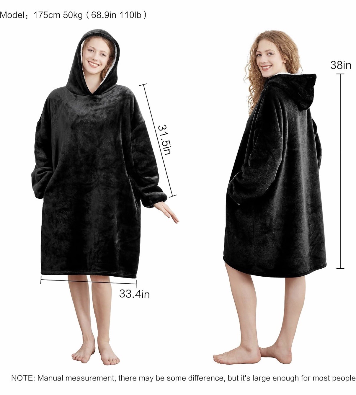 AmyHomie Wearable Blanket Hoodie for Adults & Teens Oversized Sherpa Hooded