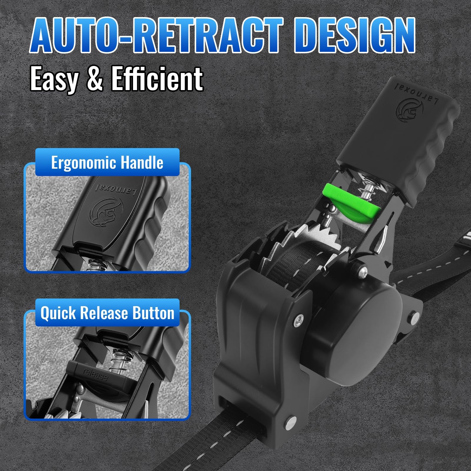 Retractable Ratchet Straps 1 in X 10 Ft – 1,500 Lbs Break Strength – Self