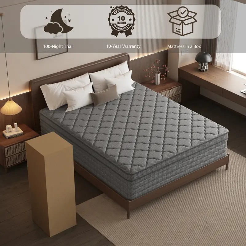 10 12 14” Gel Memory Foam&Spring Hybrid Mattres King Queen Full Twin In a Box
