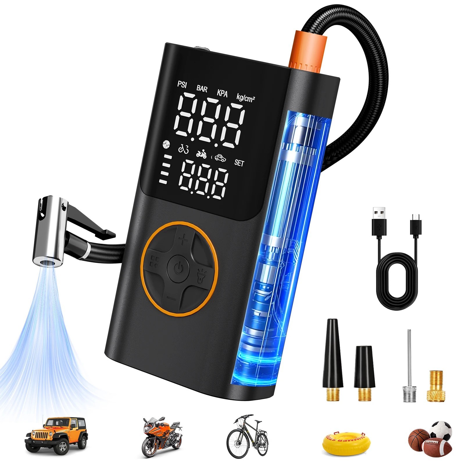 150PSI Portable Car Tire Air Pump Inflator Compressor Electric Bike Power Bank