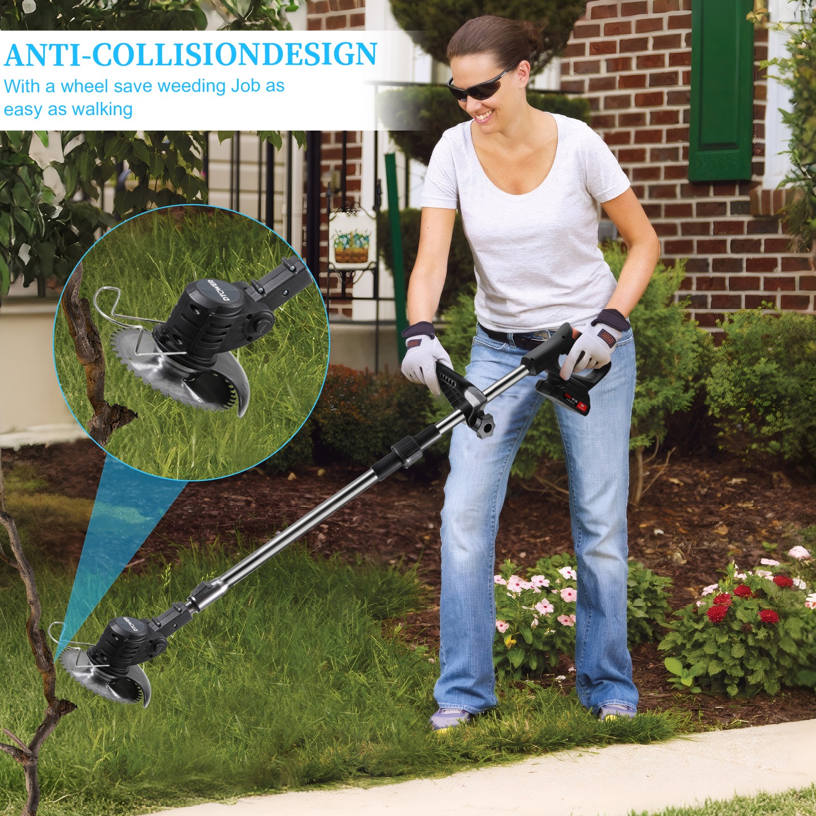 Electric Cordless Grass String Trimmer Lawn Edger Weed Wacker Cutter +2 Battery