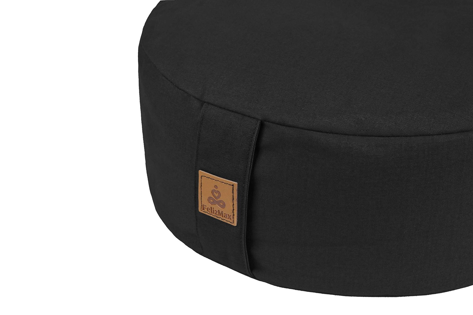 FelizMax Zafu Buckwheat Meditation Cushion,D=33cm/41cm 13”x13”x5”, Black