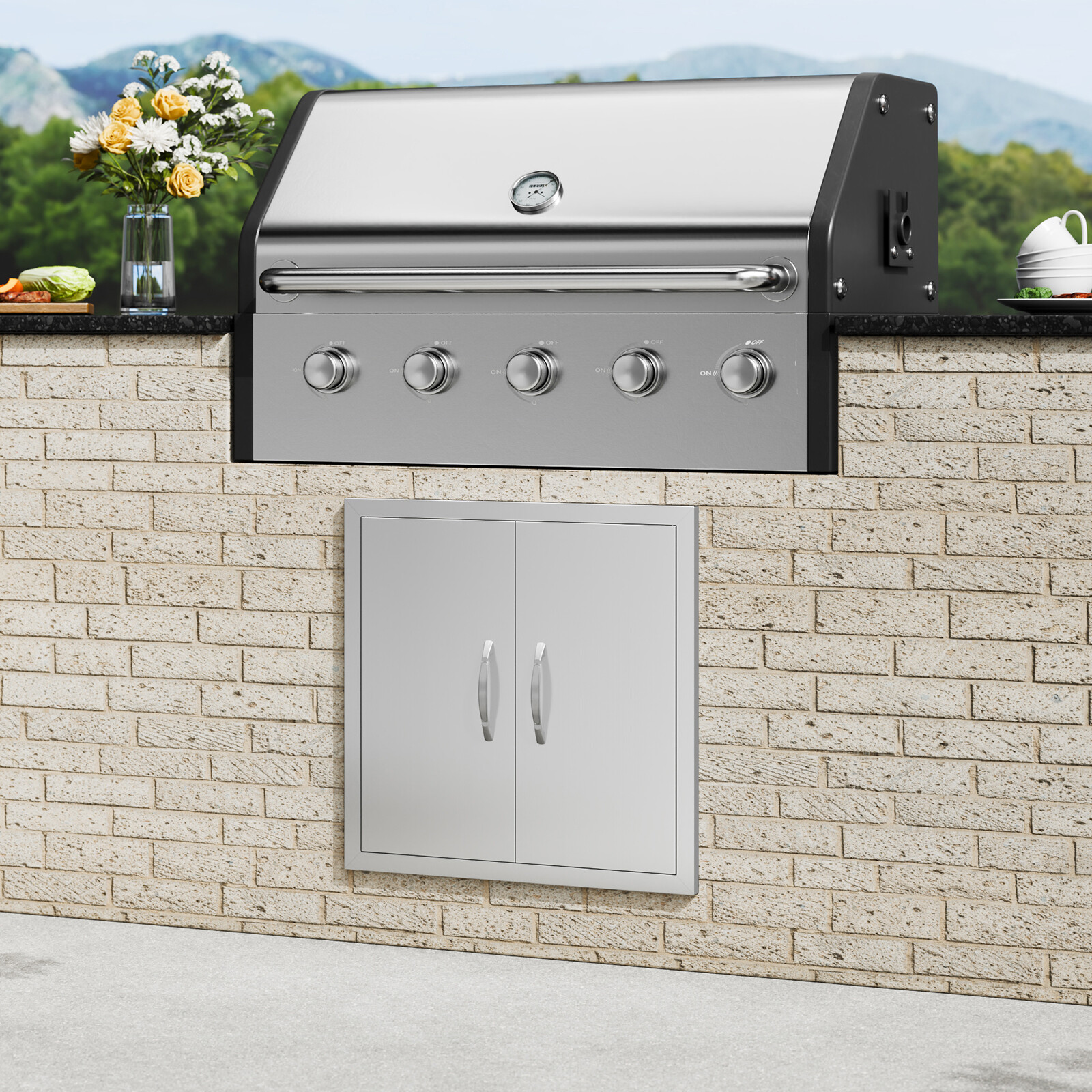 VEVOR 24×24 Inch BBQ Island Access Door Outdoor Kitchen Door Stainless Steel