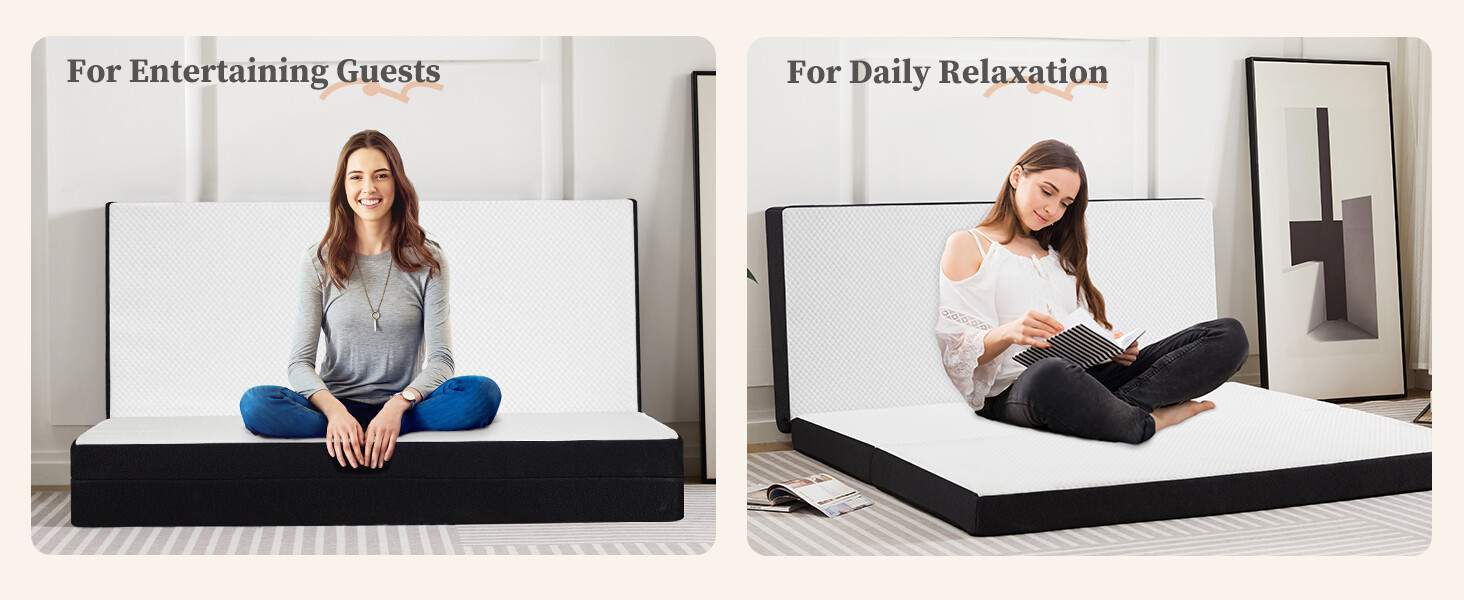 4″ Tri-fold Memory Foam Mattress, Foldable Portable Floor Bed,Washable Cover