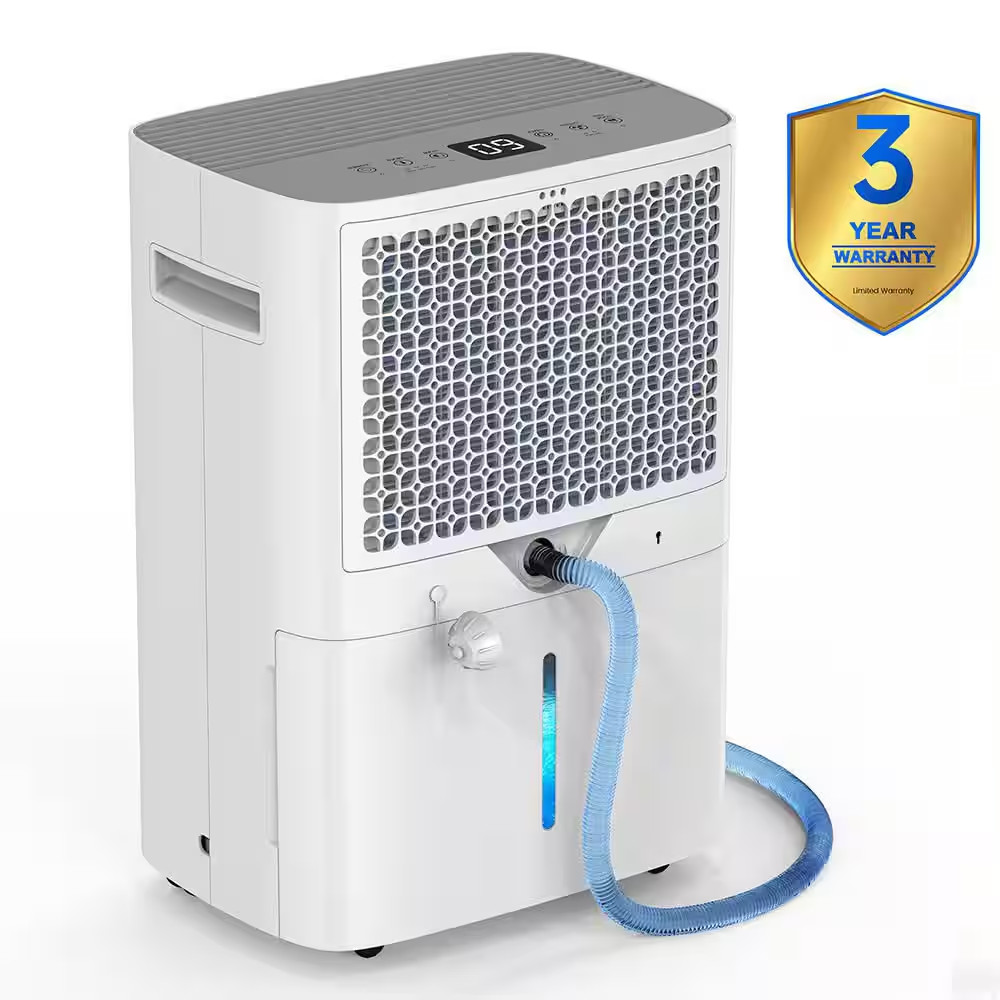 120 Pt. 6,500 Sq. Ft. Upgraded Dehumidifier for Basement, with Bucket, Drain Hos