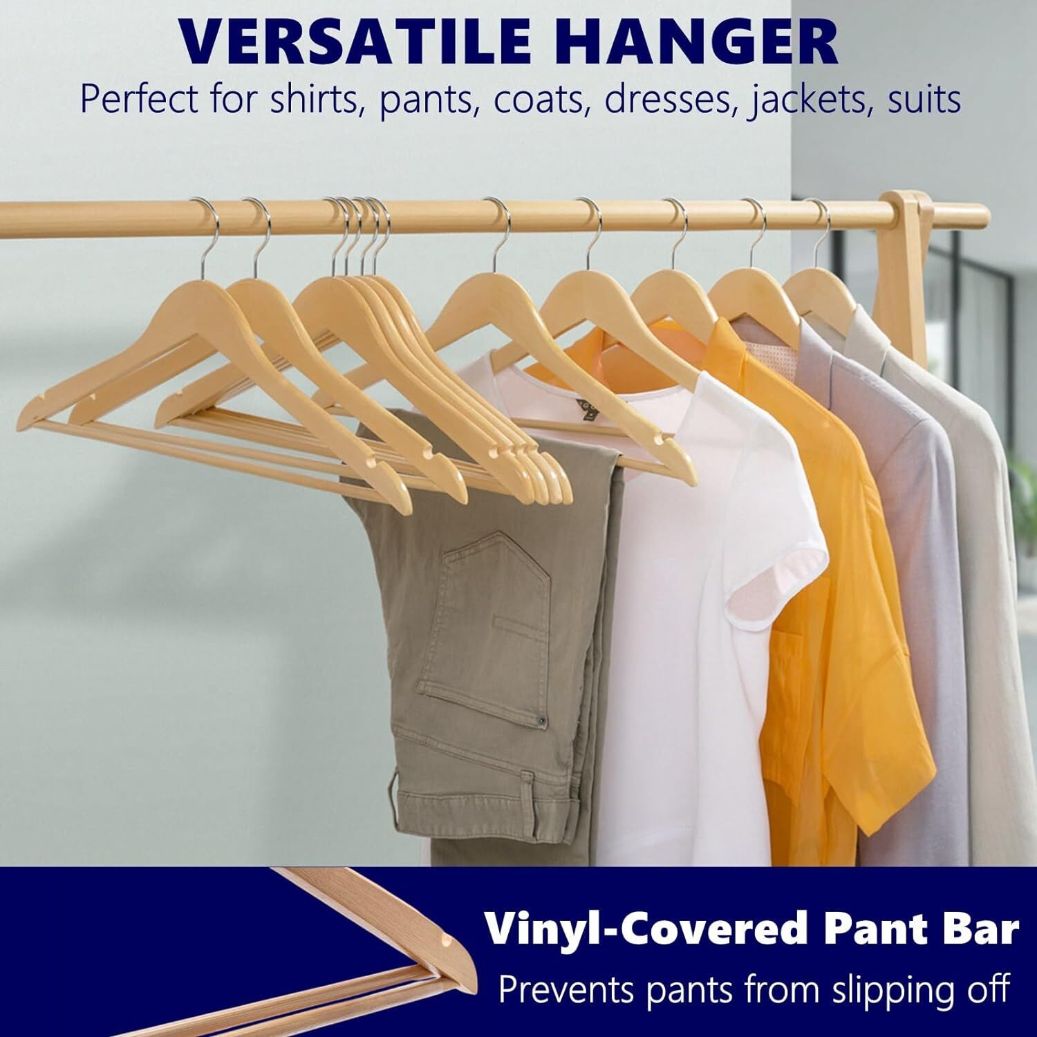 Wooden Hangers Pack of 10 20 & 50 & 100 Suit Hangers Premium Natural Finish Home