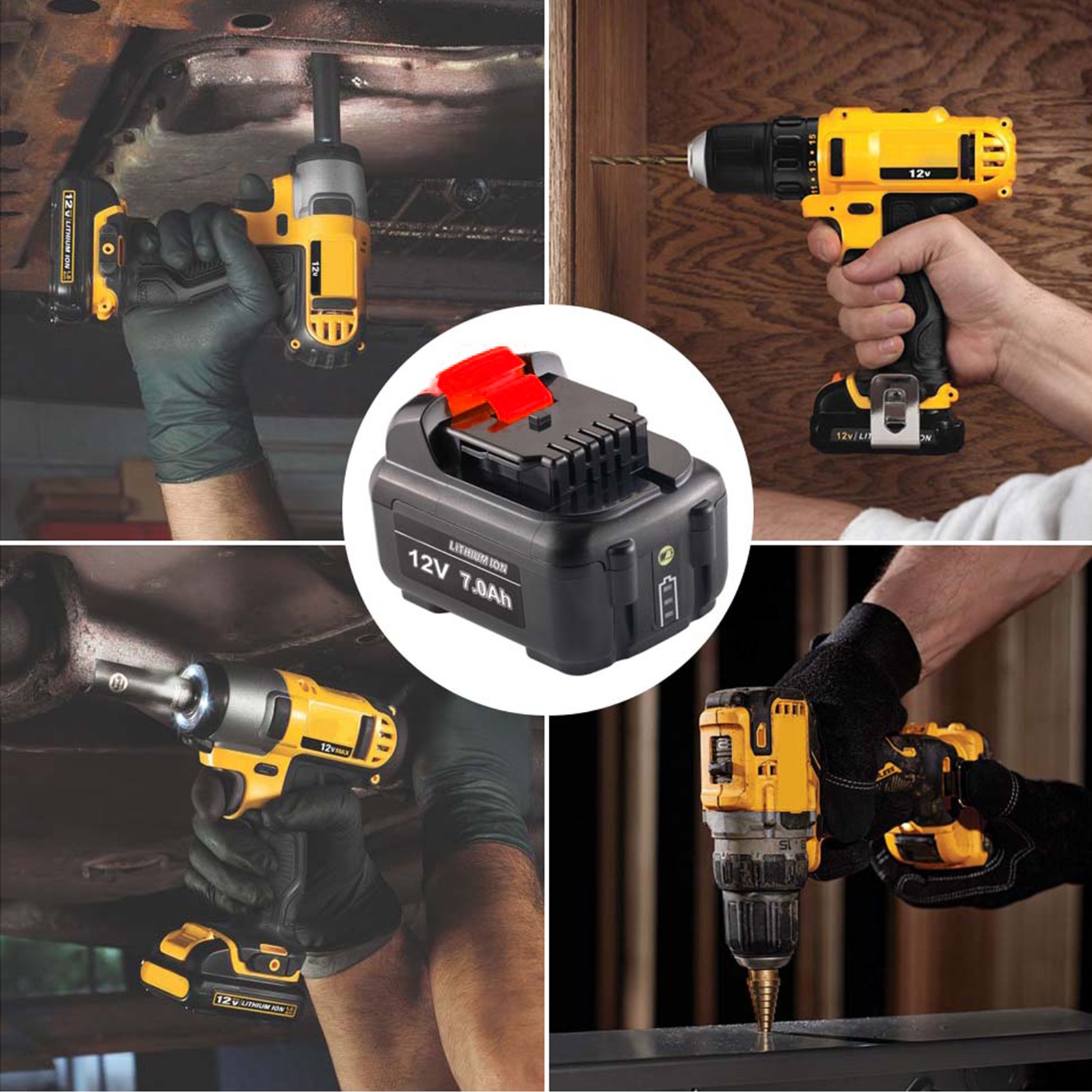 12v 7.0Ah Lithium Ion Battery For Dewalt 12 Volt Max DCB127 DCB120 DCB121 DCB101