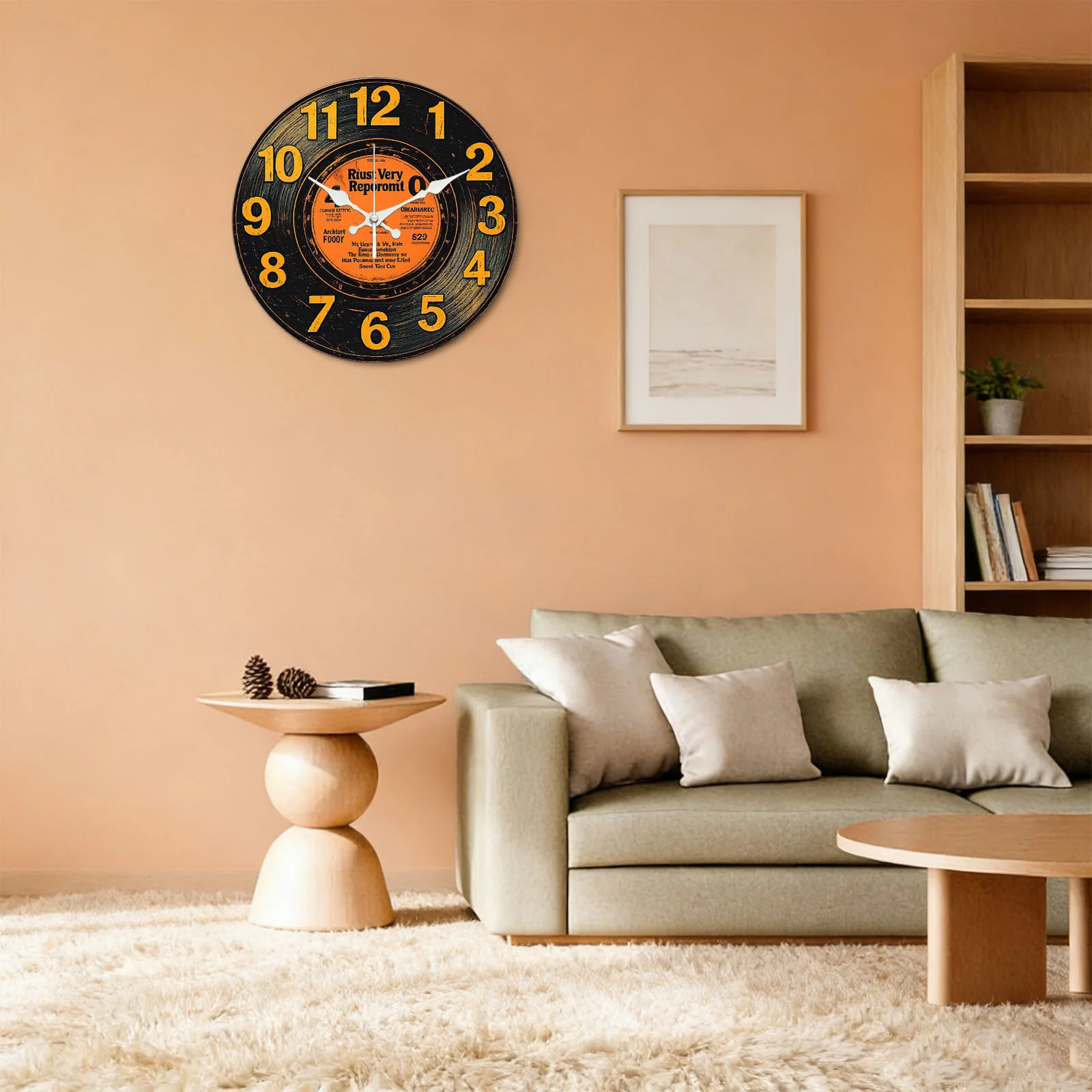 Vinyl Record Pattern Wooden Silent Wall Clock No Battery Holiday Home Decors