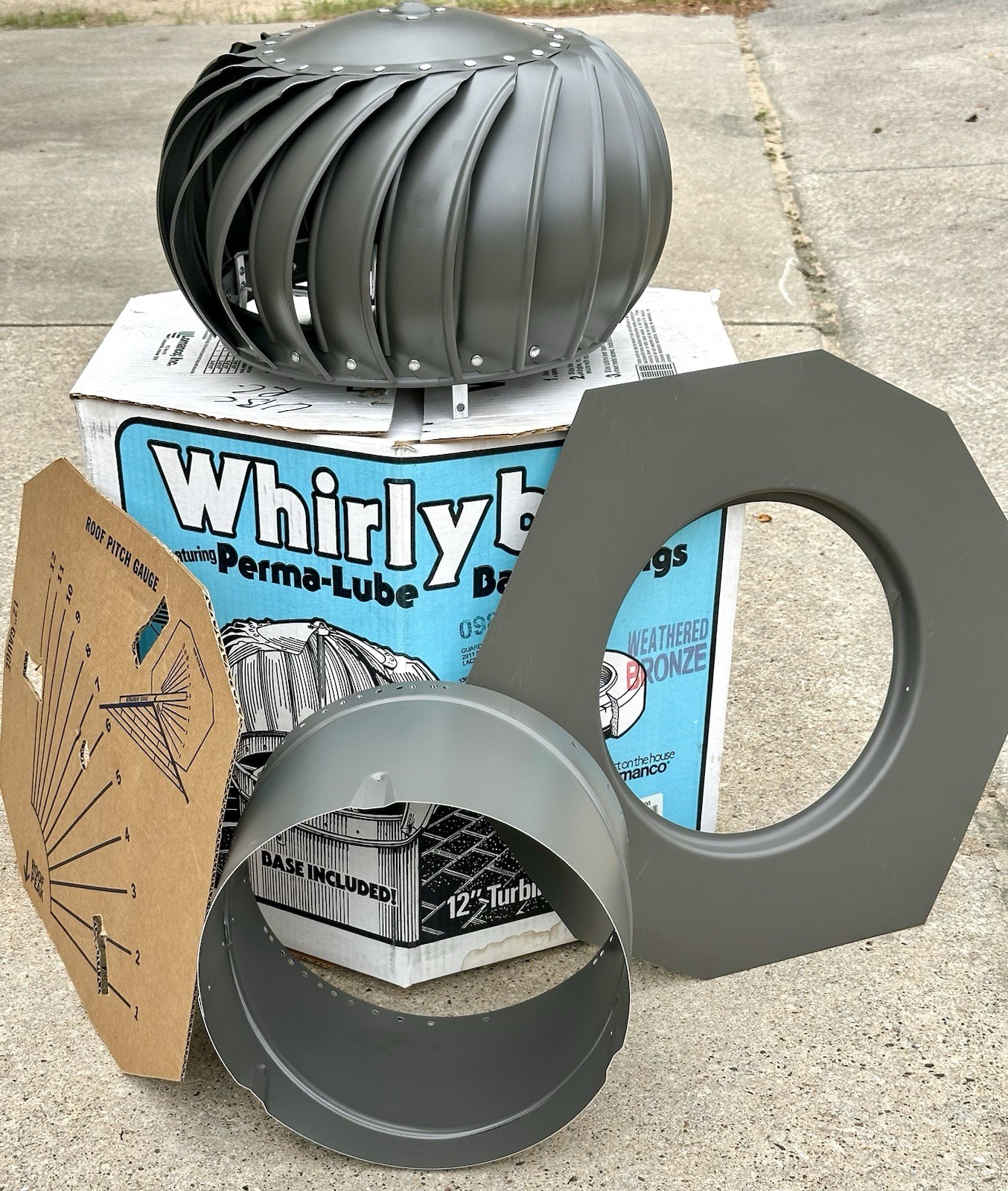 Roof Vent Wind Turbine 12in Brown Aluminum Whirlybird Attic Exhaust Fan NOS IOB