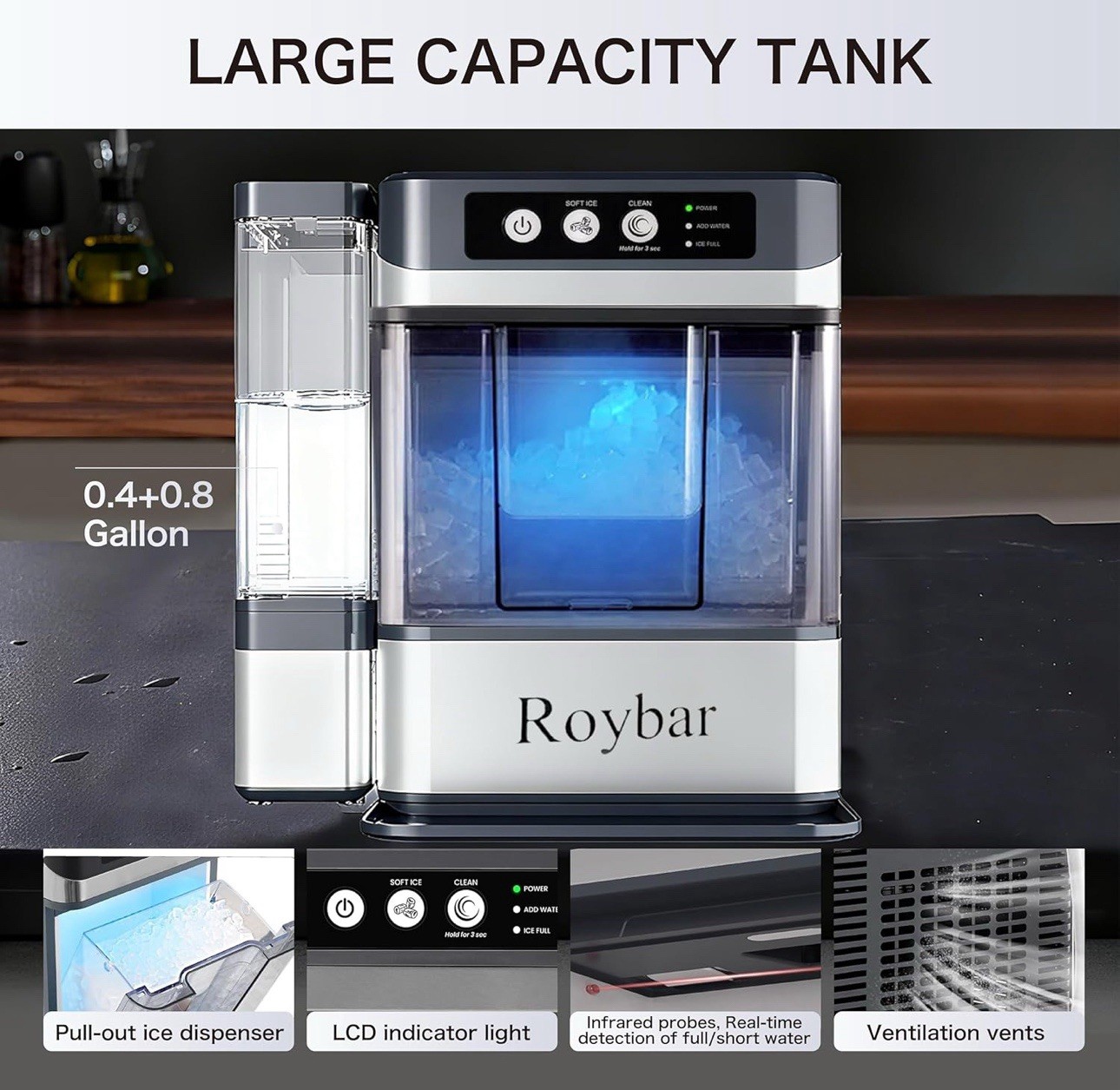 Large Capacity Ice Makers Countertop One-Click Operation Self-Cleaning Portable