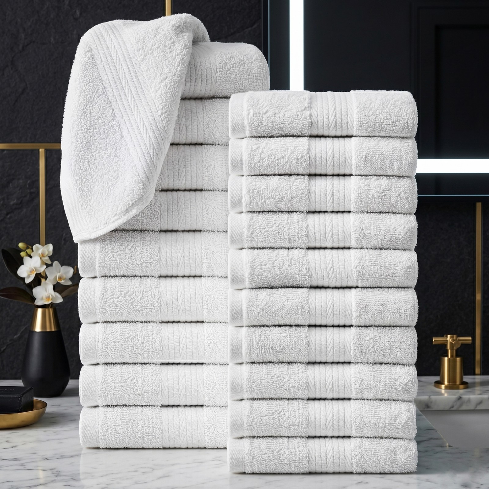 Ample Decor Wash Cloths Pack of 10/20/50 100% Cotton High Absorbency Soft