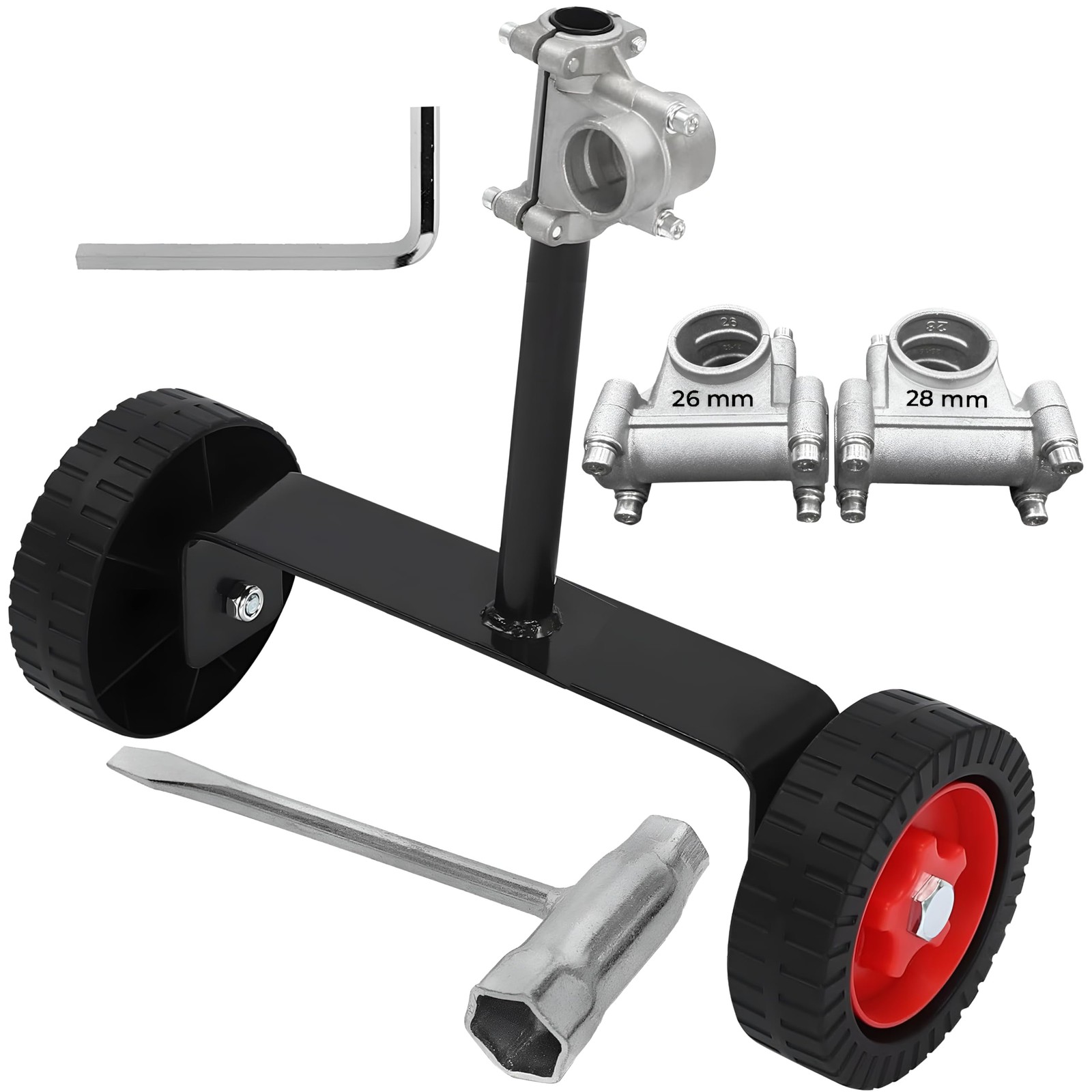 Universal String Trimmer Wheel Attachment – Fits 26mm & 28mm Shafts, Wheels f…