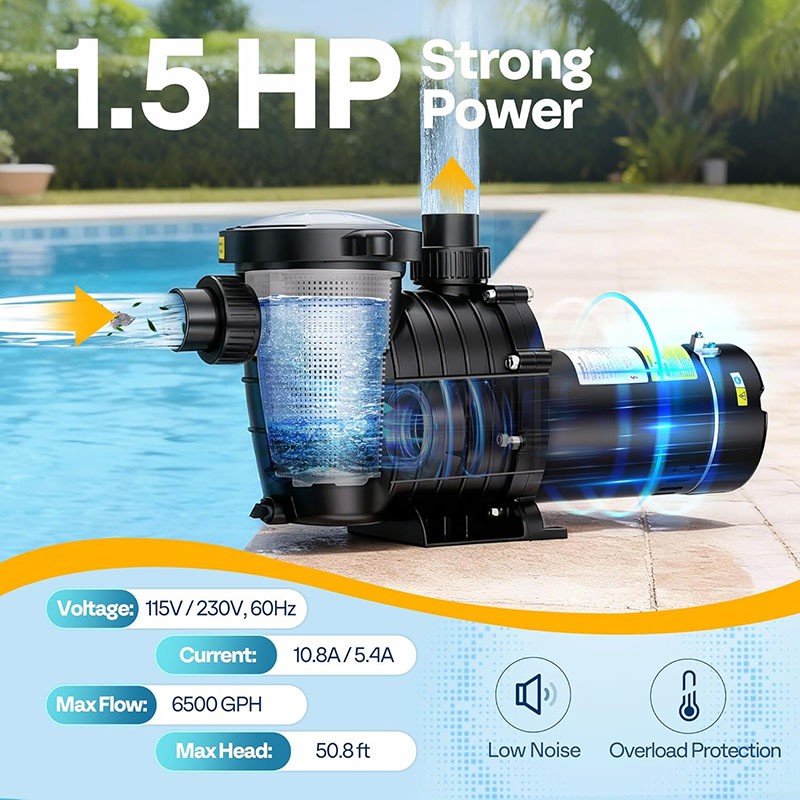 1.5HP Swimming Pool Pump Replacement for Hayward In/Above Ground 6500GPH 115/230